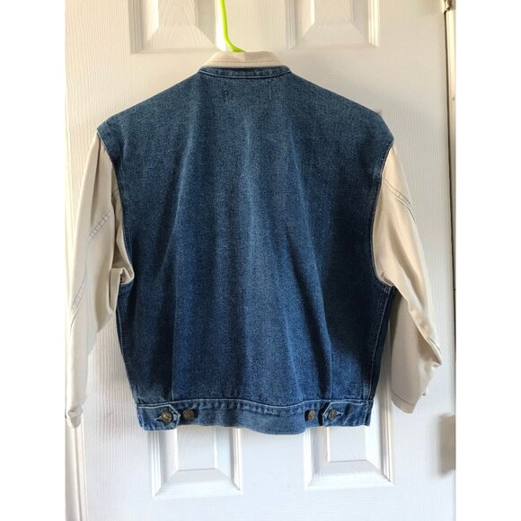 Vtg 1970's Perry Ellis America  Denim Jean Jacket Size S With Neutral Colored Fa - Picture 5 of 9